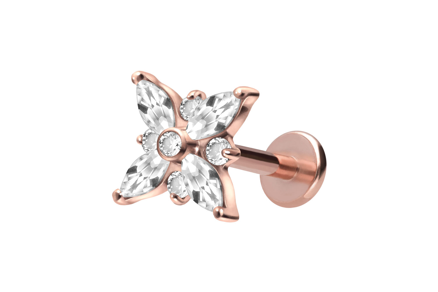 Titan Labret Piercing mit Innengewinde KRISTALLSTERN